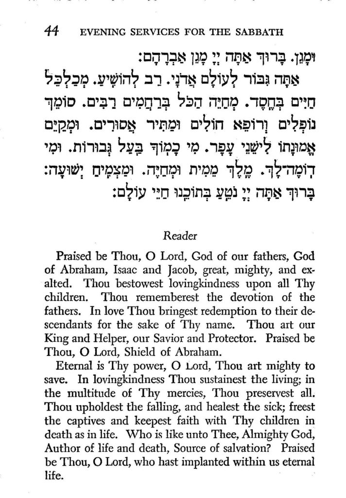 Evening Shabbat Service & Festival Prayers p. 44